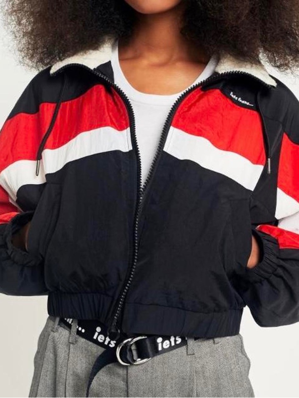 UO cropped sherpa windbreaker jacket